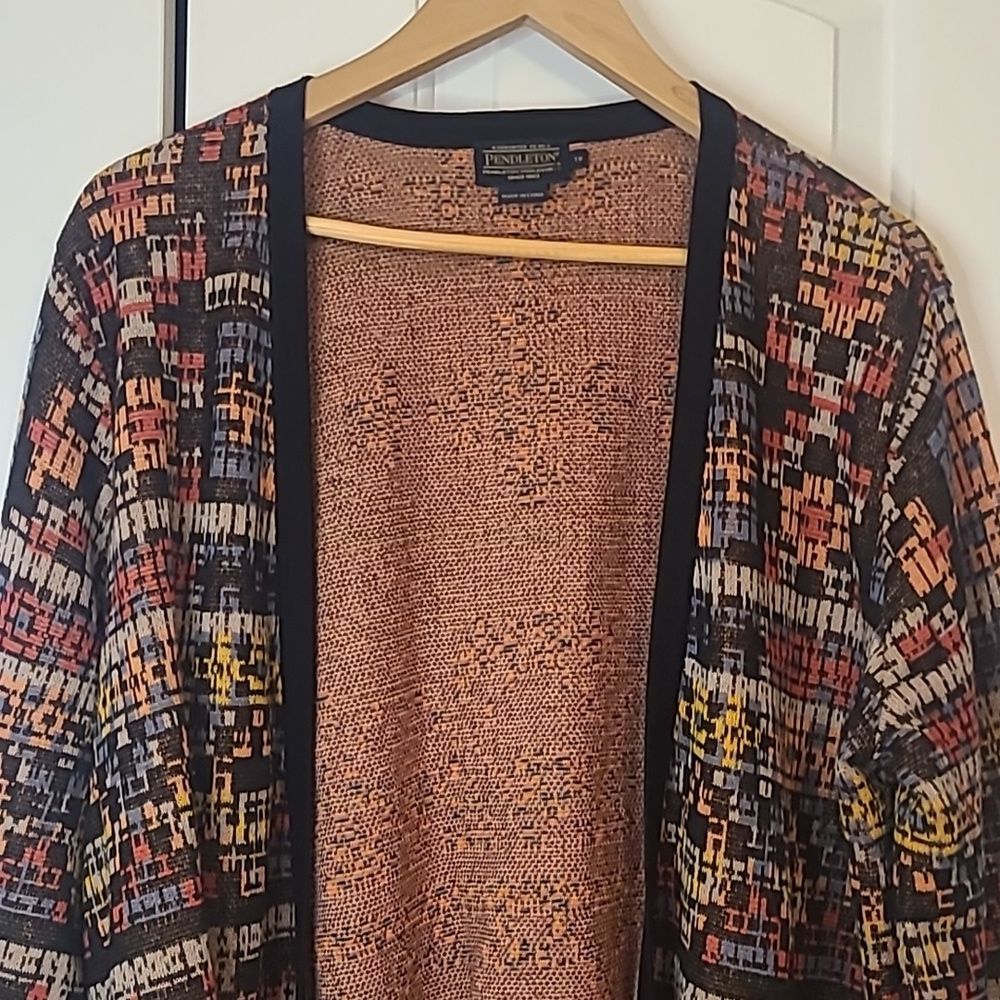 Pendleton Aztec Linen Blend Open Front Cardigan M… - image 3